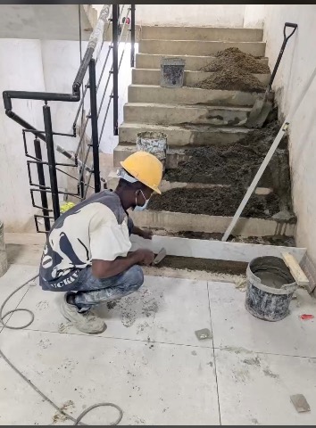 Tiling of office space along Admiralty way Lekki Lagos